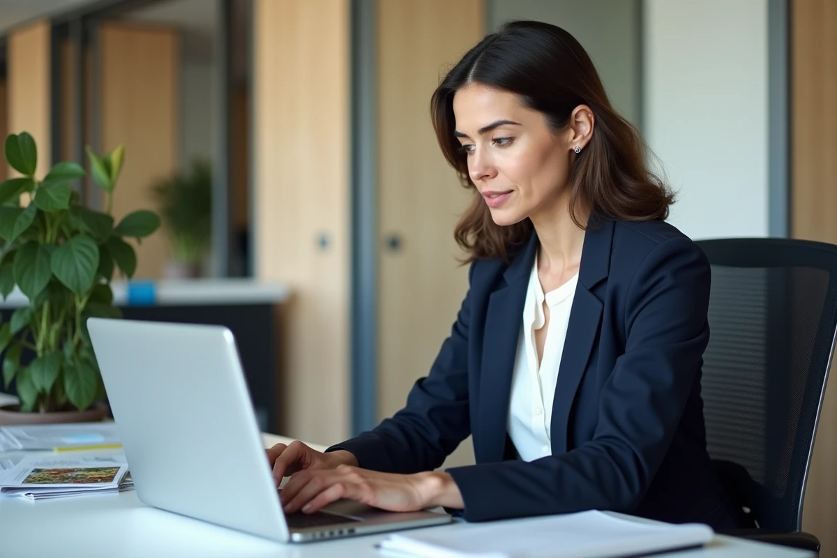 Agente municipale de la Ville de Paris se connectant à son espace personnel en ligne depuis son bureau